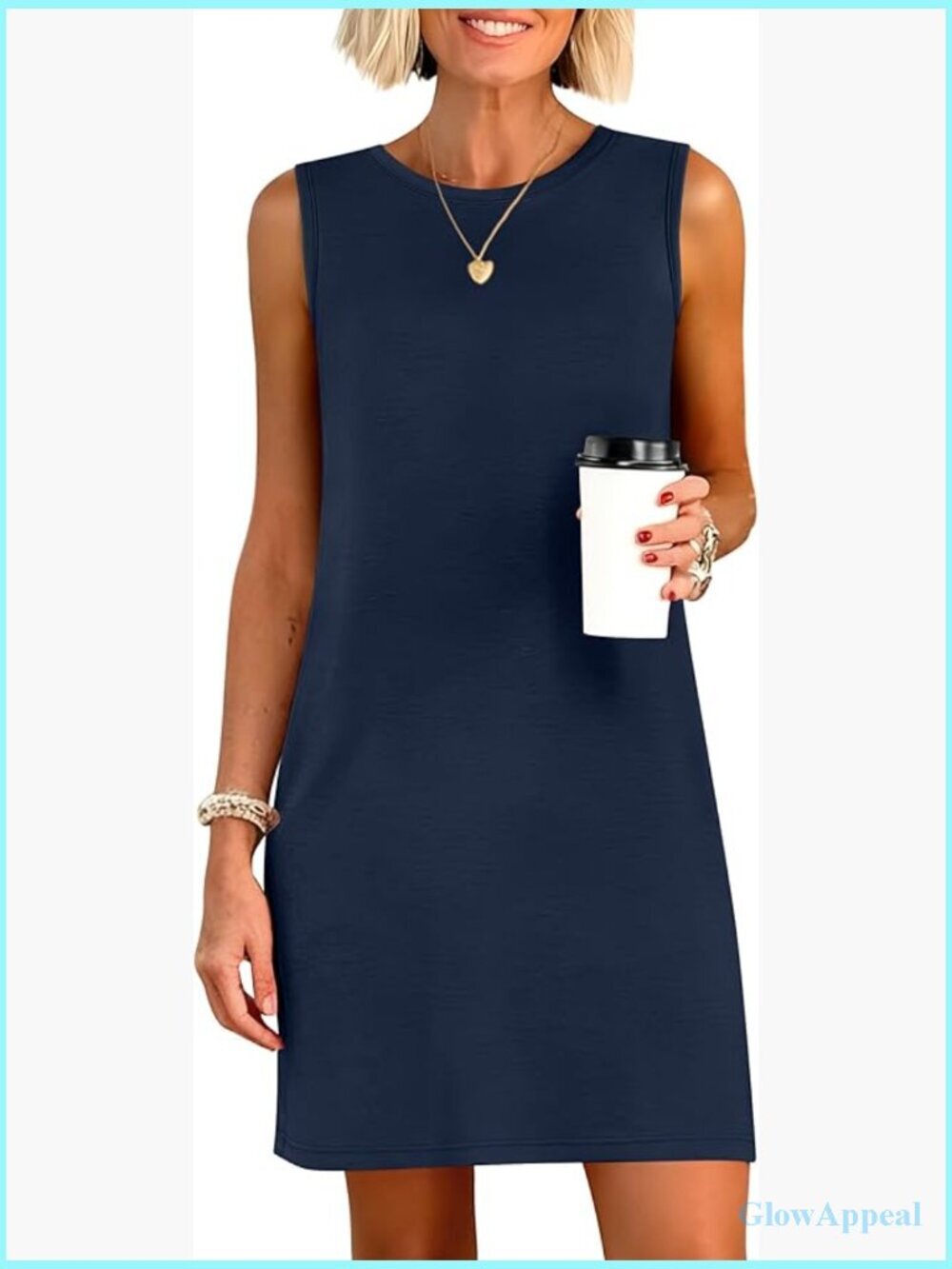 Sleeveless Crewneck Mini Summer Dress Wrinkle-Free Beach Travel Sundress